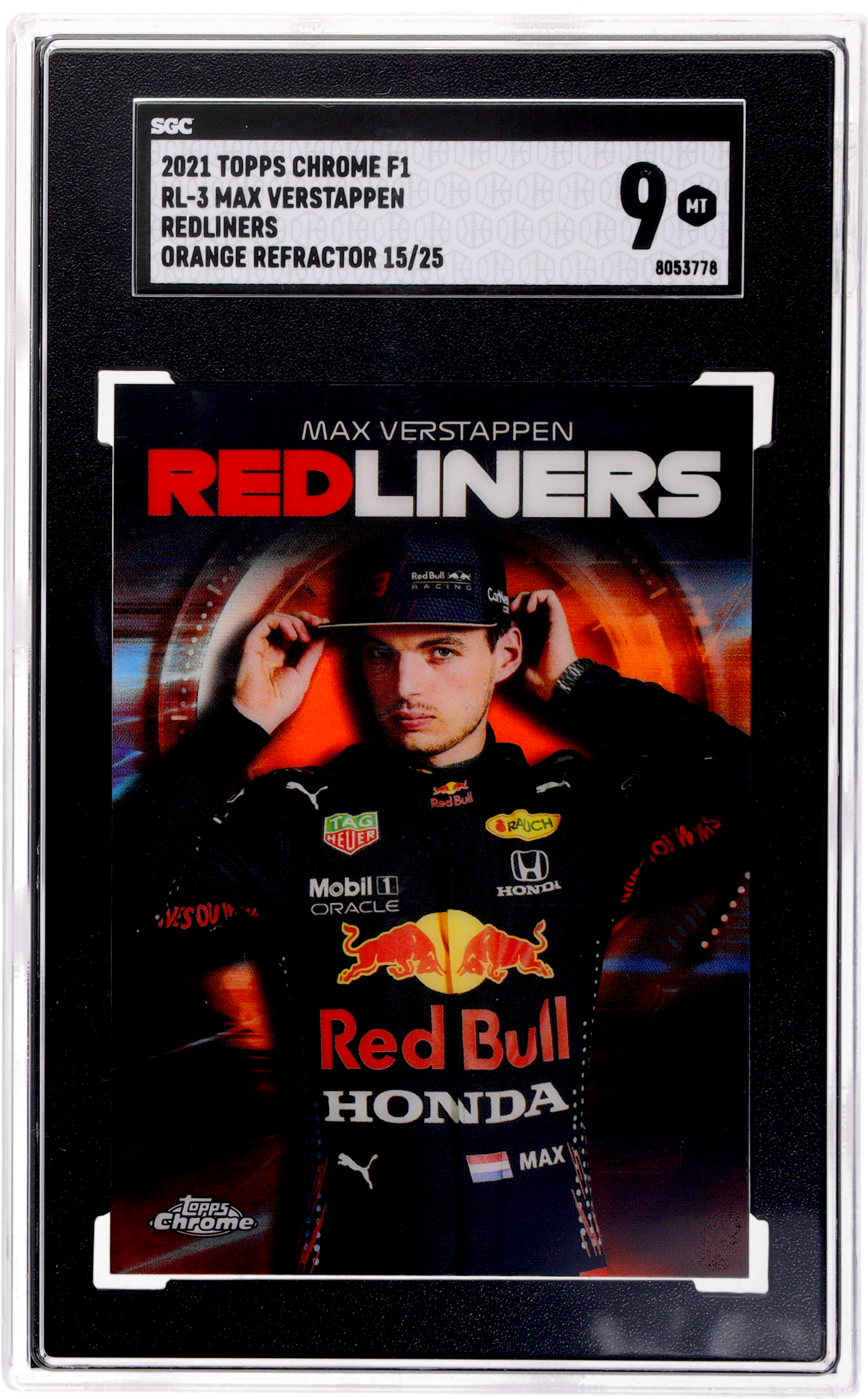 2021 Topps Chrome F1 #RL-3 Max Verstappen Redliners Orange Ref. 15 SGC 9