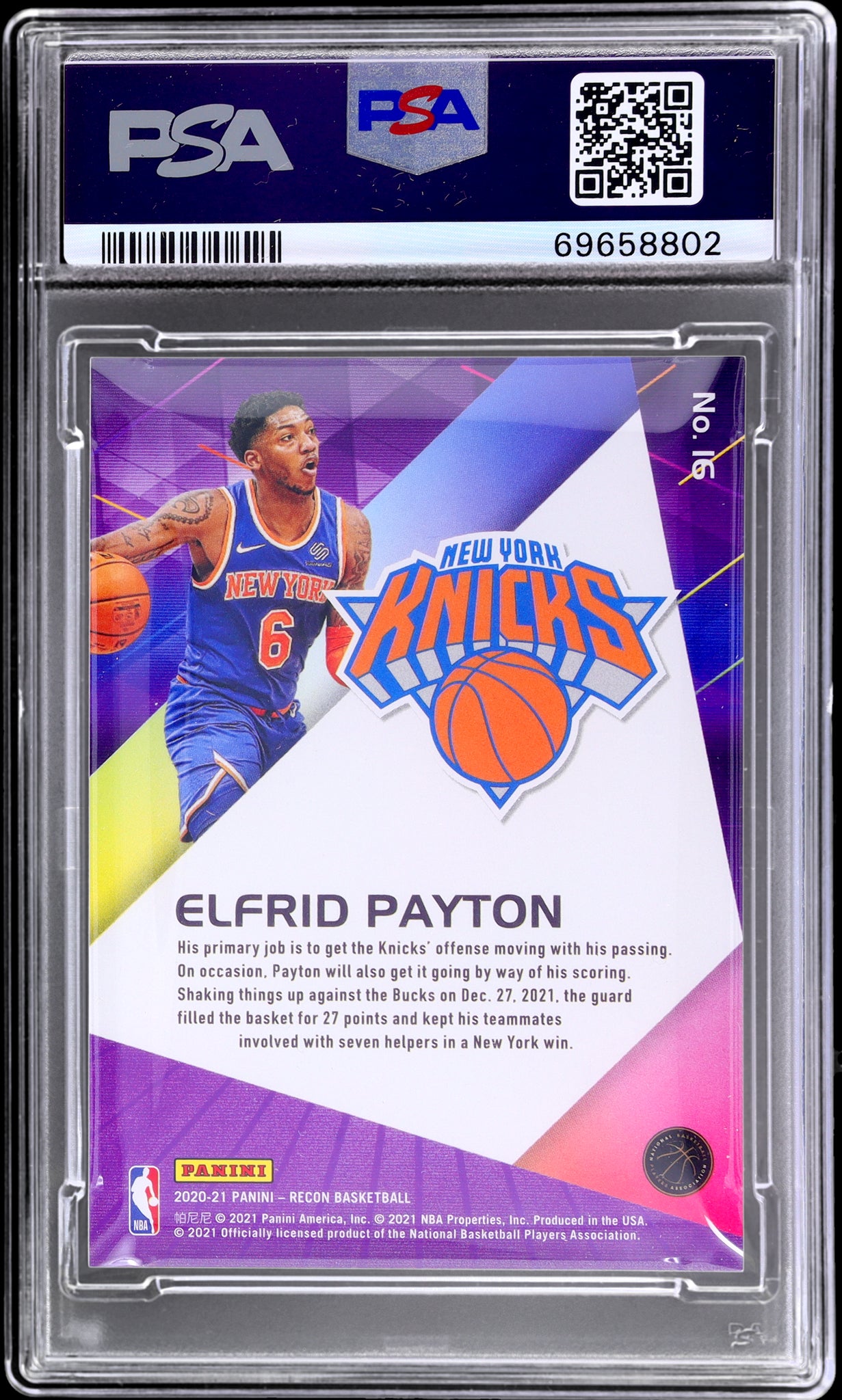 2020 Panini Recon #16 Elfrid Payton Holo Gold /10 PSA 9