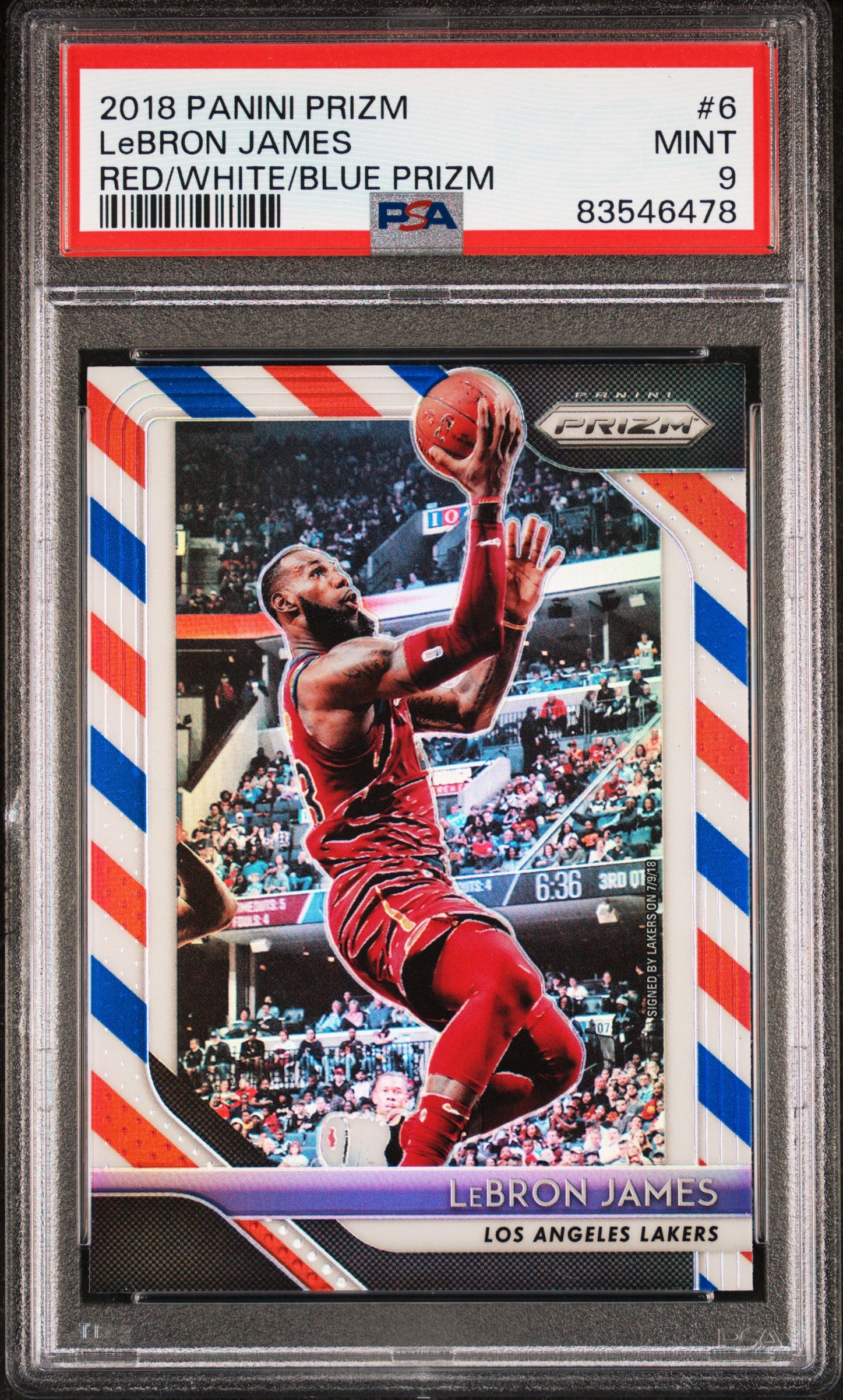 2018 Panini Prizm #6 LeBron James Red White and Blue Prizm PSA 9