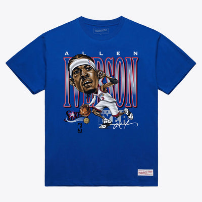 Mitchell & Ness Allen Iverson Philadelphia 76ers Royal Caricature T-Shirt