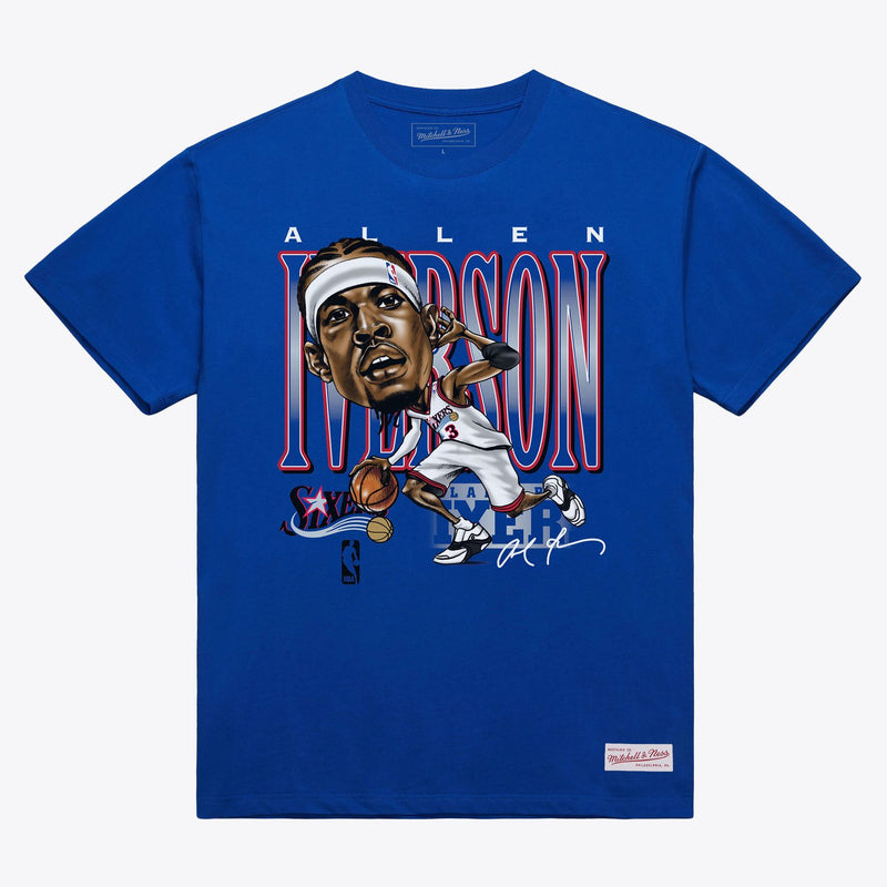 Mitchell & Ness Allen Iverson Philadelphia 76ers Royal Caricature T-Shirt