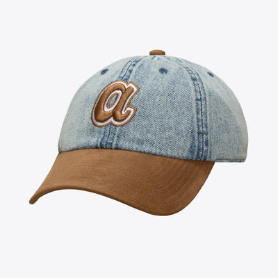 Mitchell & Ness Atlanta Braves Denim & Brown Suede Cooperstown 1904 Dad Adjustable Hat
