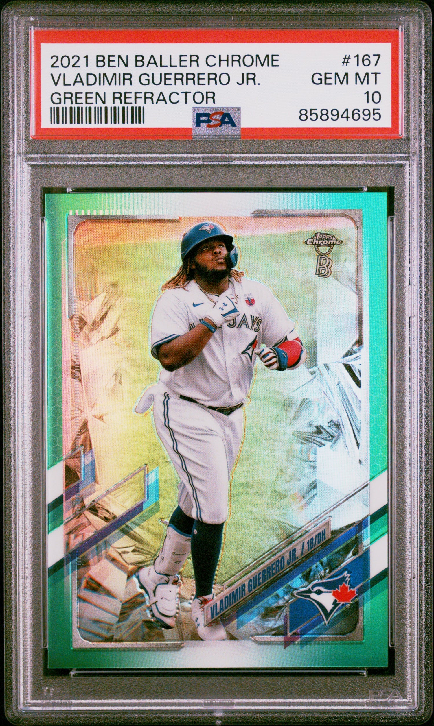 2021 Topps Chrome Ben Baller Green Refractor Vladimir Guerrero Jr. /99 PSA 10