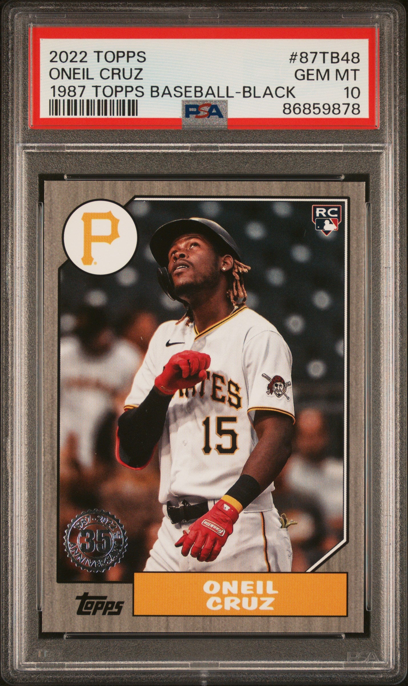 2022 Topps 1987 Black Oneil Cruz #87TB48 RC /299 PSA 10