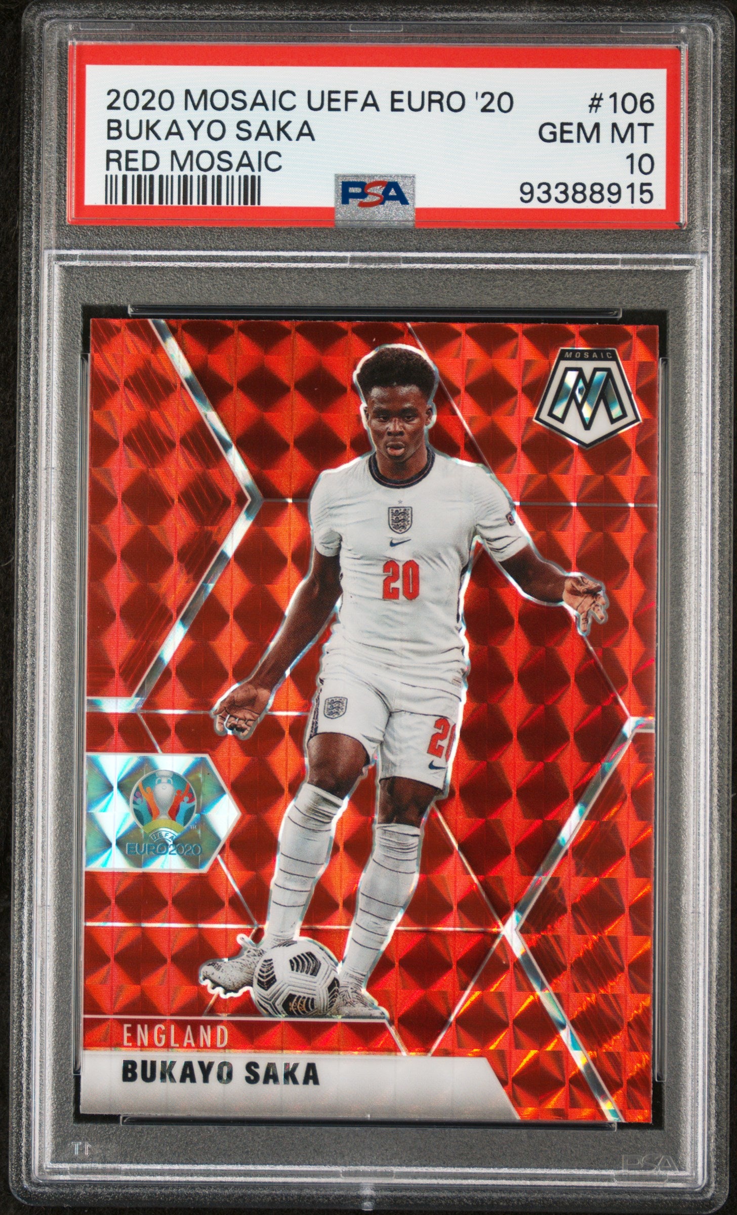 2020 Panini Mosaic UEFA Euro 2020 #106 Bukayo Saka Red Mosaic PSA 10