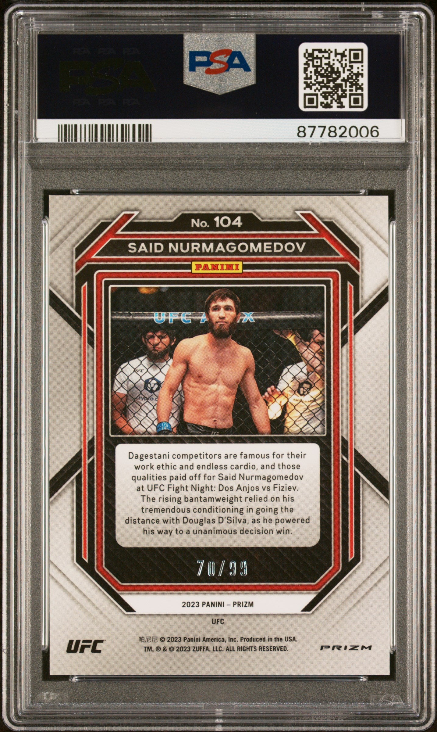 2023 Panini Prizm Orange Prizm Said Nurmagomedov #104 /99 PSA 10
