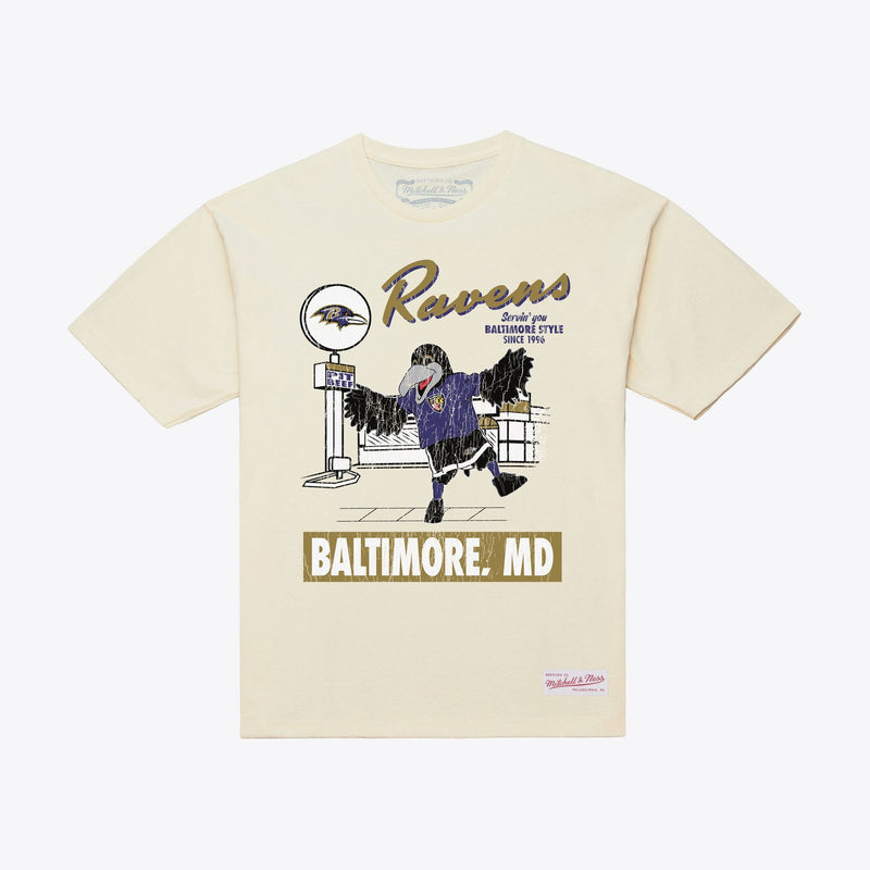 Mitchell & Ness Baltimore Ravens Cream Deli T-Shirt