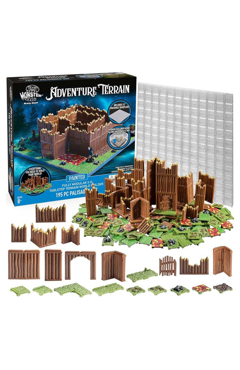 Monster Adventure Terrain Palisades Builders Set with Baseplate (195 Pieces, Painted)