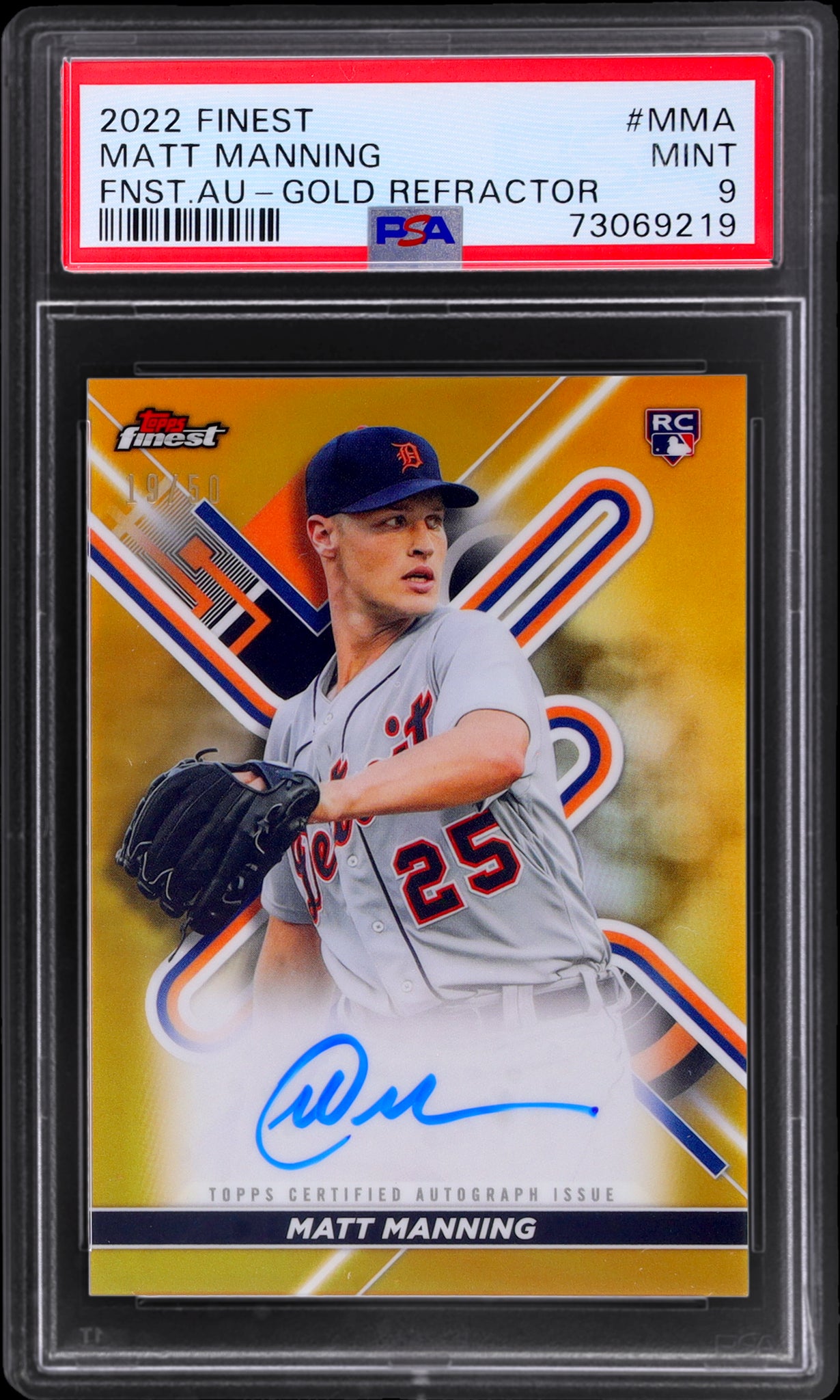 2022 Finest Autograph Gold Refractor Matt Manning #FAMMA /50 PSA 9