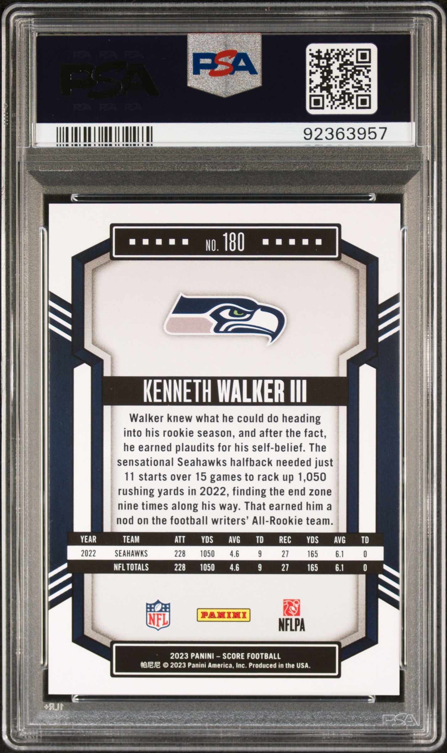 2023 Panini Score Stars Kenneth Walker III #180 /199 PSA 10