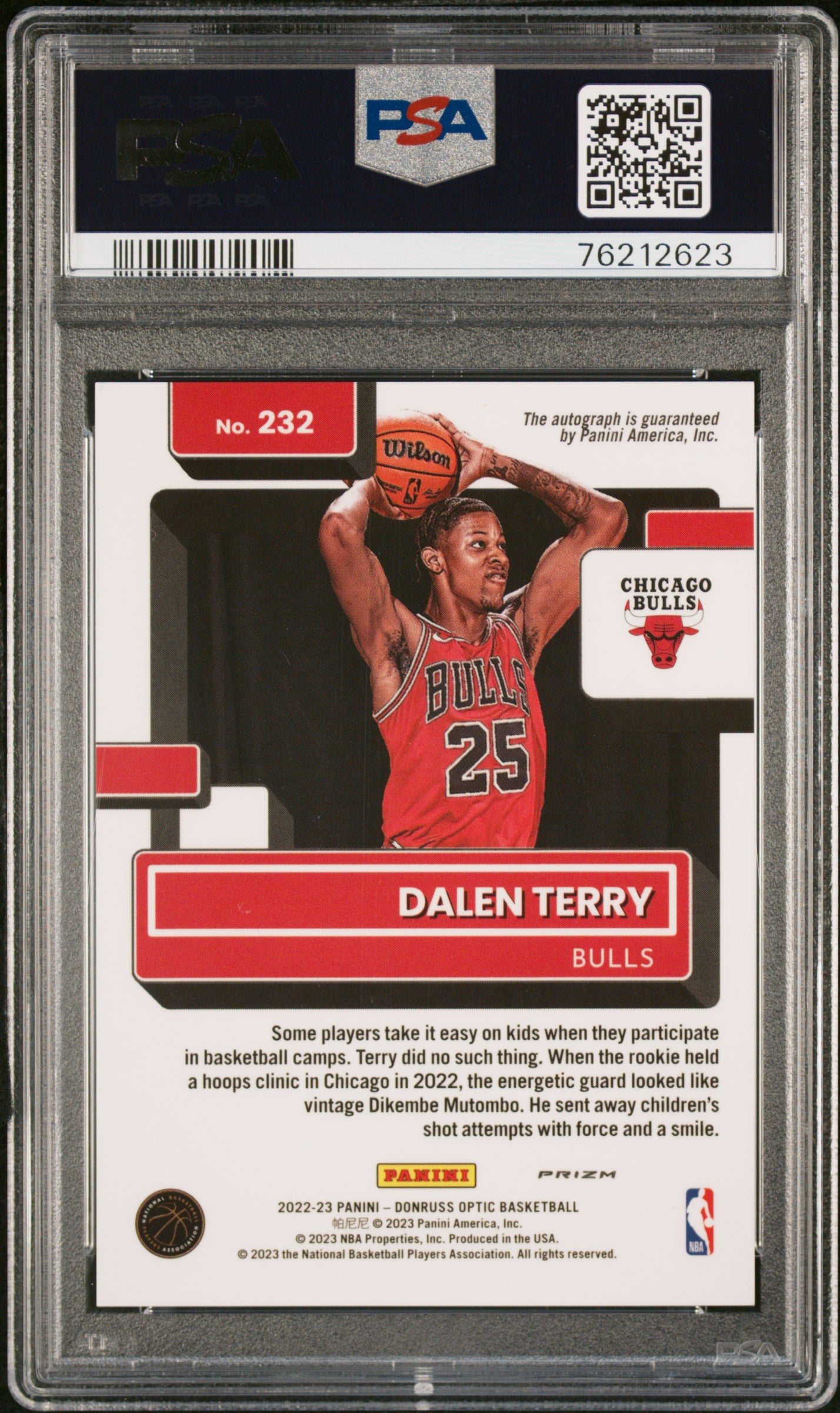 2022 Panini Donruss Optic #232 Dalen Terry Signature-Holo PSA 10