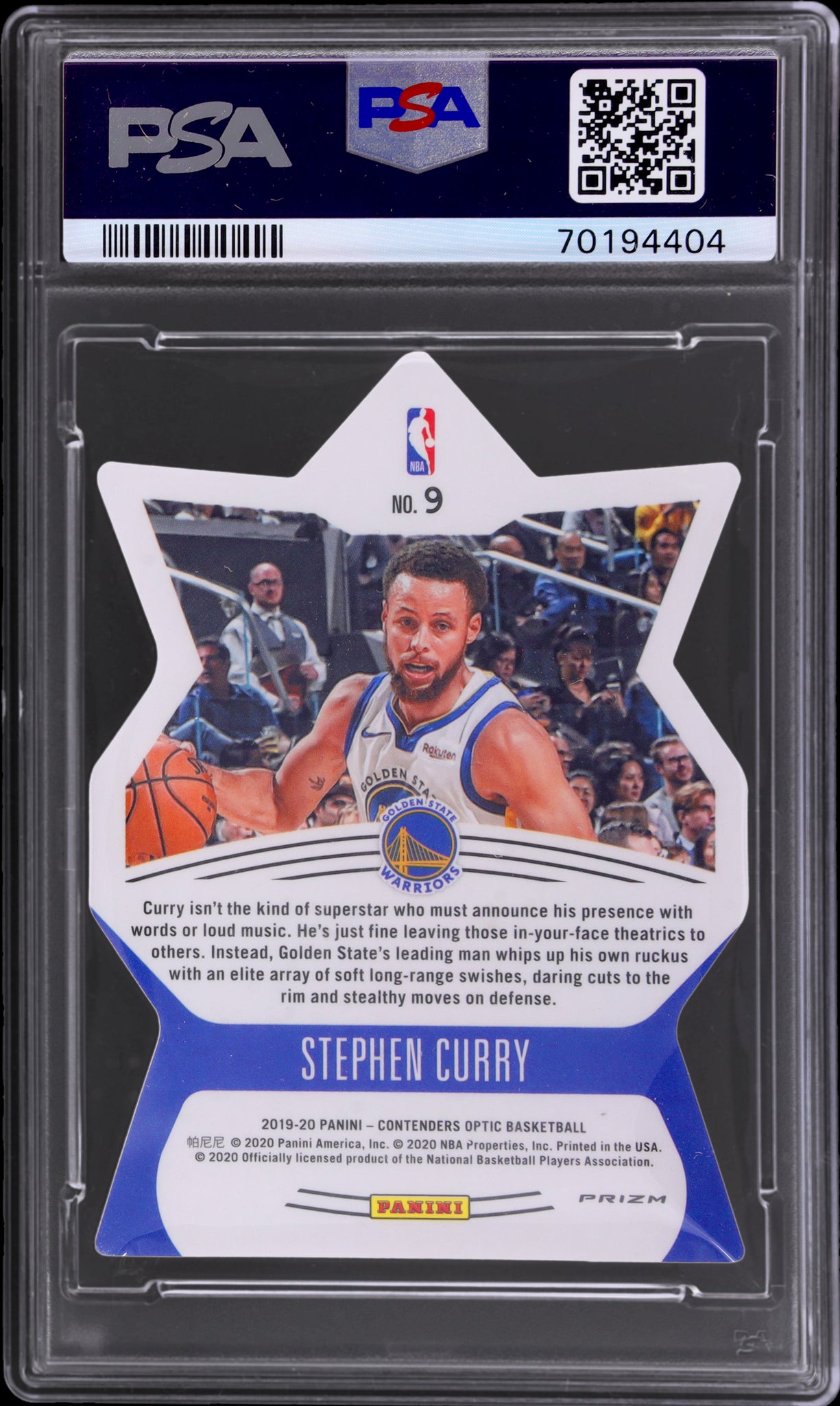 2019 Contenders Optic #9 Stephen Curry Superstar Die Cut PSA 9