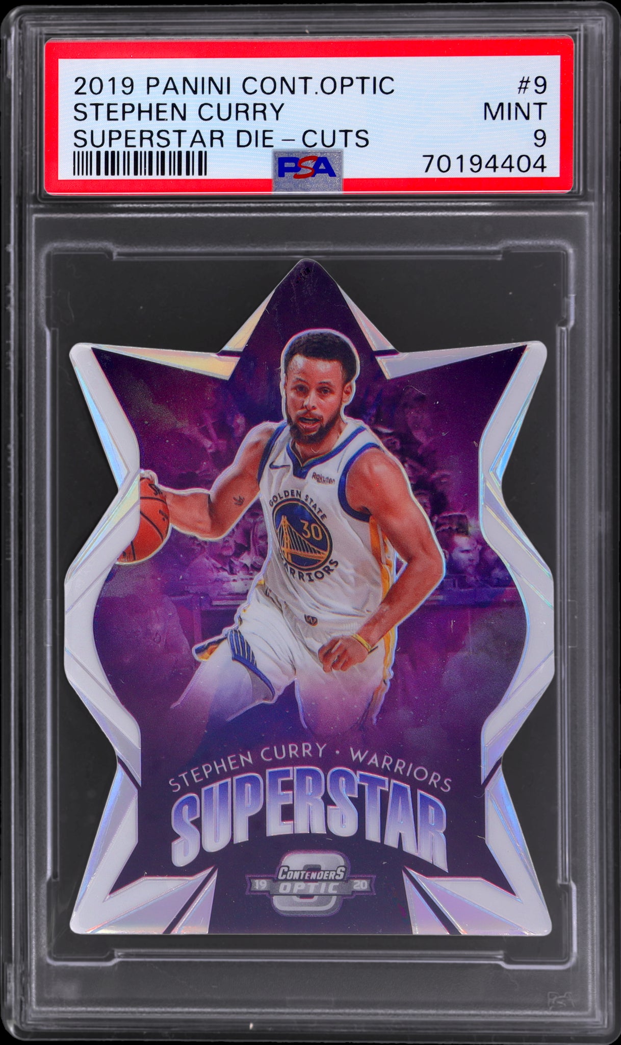 2019 Contenders Optic #9 Stephen Curry Superstar Die Cut PSA 9