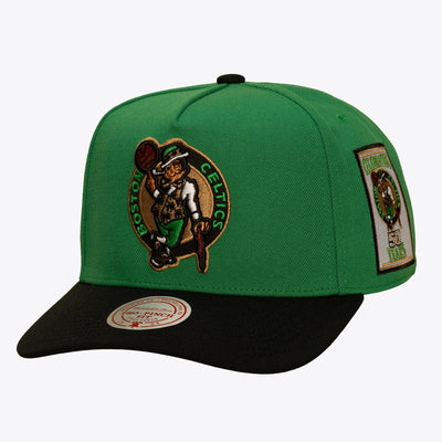 Boston Celtics Mitchell & Ness In the City Pro Pinch Snapback Hat - Kelly Green/Black