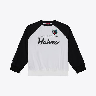 Mitchell & Ness Women's Minnesota Timberwolves White/Black Head Coach Lightweight Raglan Sweatshirt