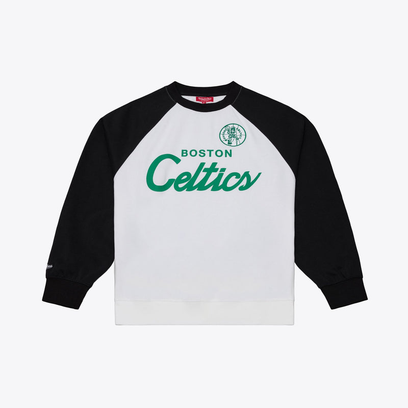 Mitchell & Ness Women's Boston Celtics White/Black Head Coach Lightweight Raglan Sweatshirt