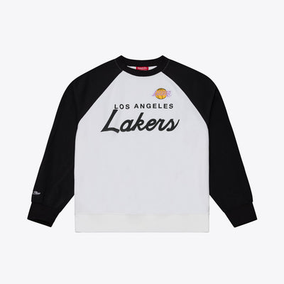 Mitchell & Ness Women's Los Angeles Lakers White/Black Head Coach Lightweight Raglan Sweatshirt