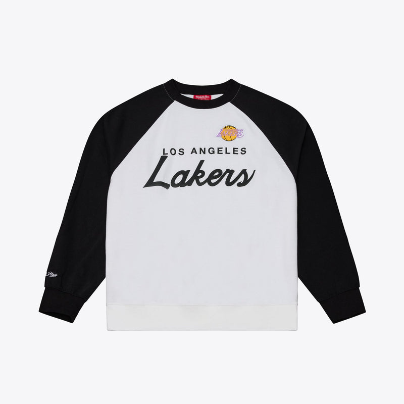 Mitchell & Ness Women's Los Angeles Lakers White/Black Head Coach Lightweight Raglan Sweatshirt