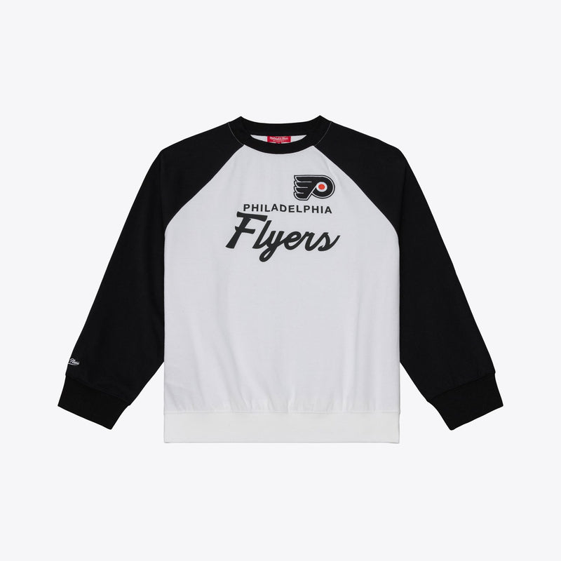 Mitchell & Ness Women's Philadelphia Flyers White/Black Head Coach Lightweight Raglan Sweatshirt