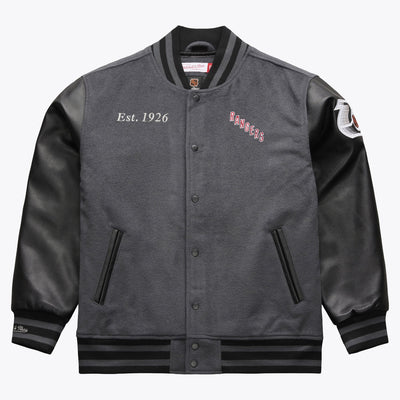 Mitchell & Ness New York Rangers Gray/Black Legacy Made Varsity Full-Snap Jacket