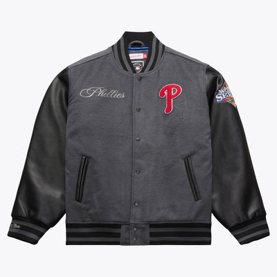 Mitchell & Ness Philadelphia Phillies Gray/Black Legacy Made Varsity Full-Snap Jacket