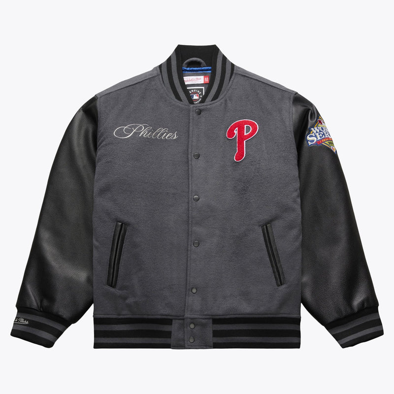 Mitchell & Ness Philadelphia Phillies Gray/Black Legacy Made Varsity Full-Snap Jacket