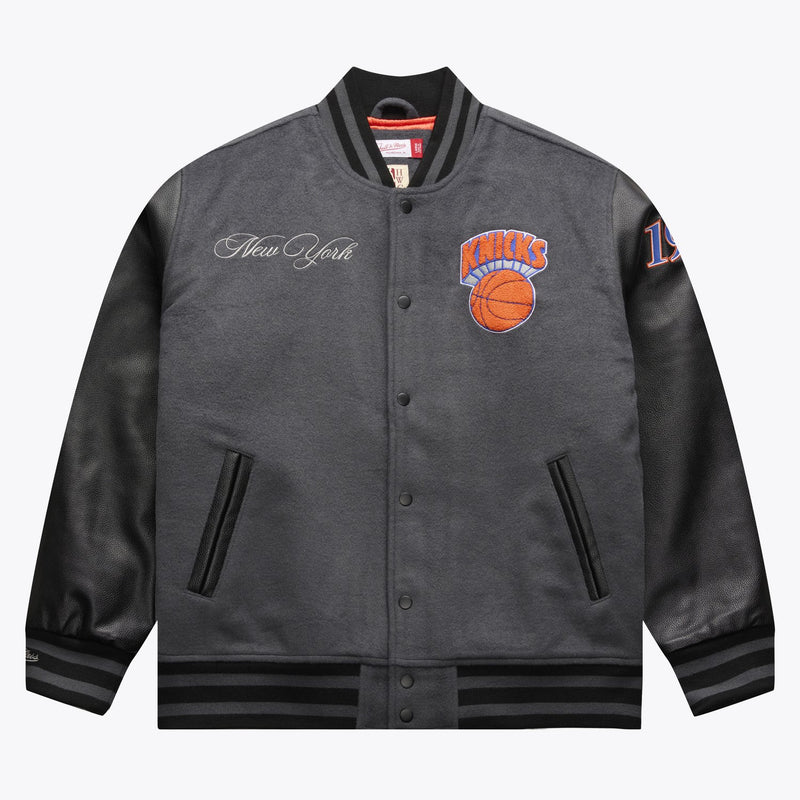 Mitchell & Ness New York Knicks Gray/Black Legacy Made Varsity Full-Snap Jacket