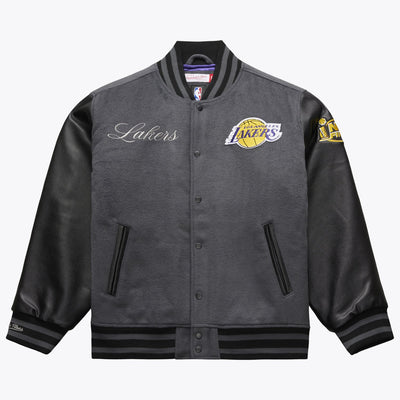 Mitchell & Ness Los Angeles Lakers Gray/Black Legacy Made Varsity Full-Snap Jacket