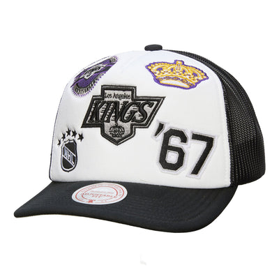 Los Angeles Kings Mitchell & Ness Gridlock Trucker Adjustable Hat - White/Black
