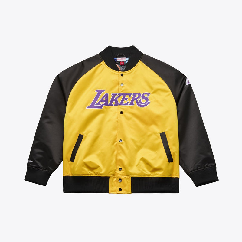 Mitchell & Ness Shaquille O'Neal Los Angeles Lakers Gold/Black Player Lightweight Satin Full-Snap Jacket