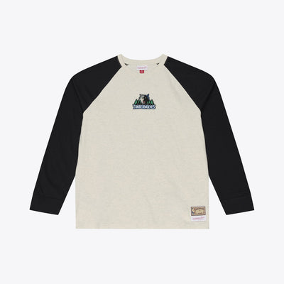 Mitchell & Ness Minnesota Timberwolves Cream/Black Retro Roots Premium Long Sleeve T-Shirt