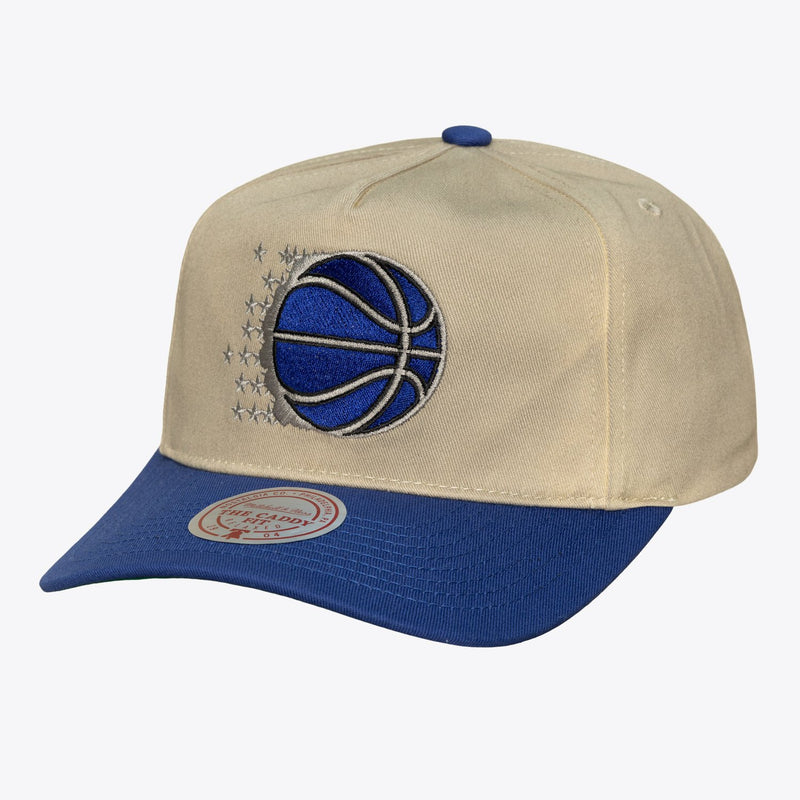 Mitchell & Ness Orlando Magic Cream/Blue Hardwood Classics Retro Roots Caddy Snapback Hat