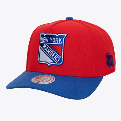 Mitchell & Ness New York Rangers Red/Blue Legendary Away Pro Pinch Snapback Hat