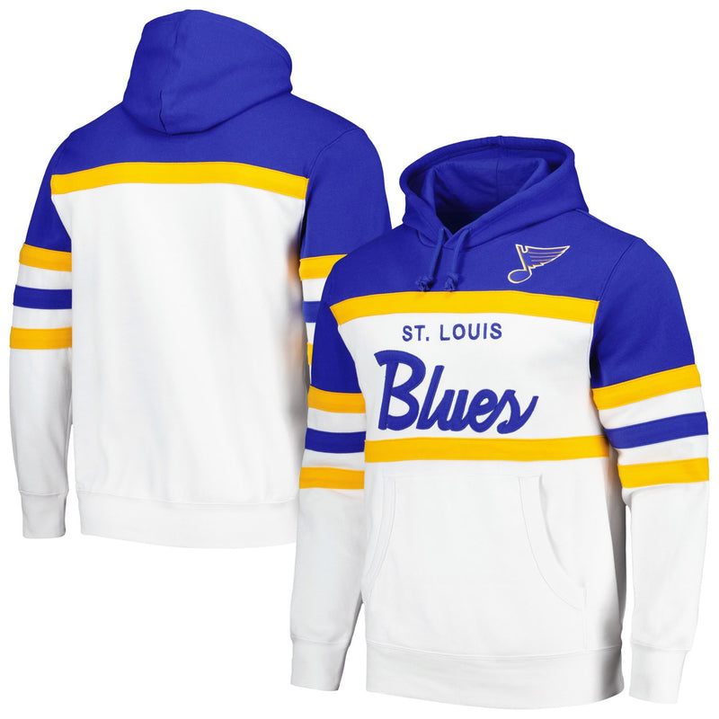 St. Louis Blues Mitchell & Ness Head Coach Pullover Hoodie - White/Blue