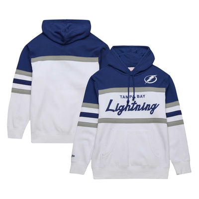 Tampa Bay Lightning Mitchell & Ness Head Coach Pullover Hoodie - White/Blue