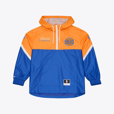 Mitchell & Ness New York Knicks Orange/Blue Triple Check Premium Quarter-Zip Windbreaker