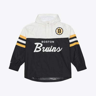 Mitchell & Ness Boston Bruins Black Head Coach Lightweight Anorak Quarter-Zip Windbreaker