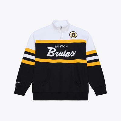 Mitchell & Ness Boston Bruins Black Head Coach Quarter-Zip Pullover