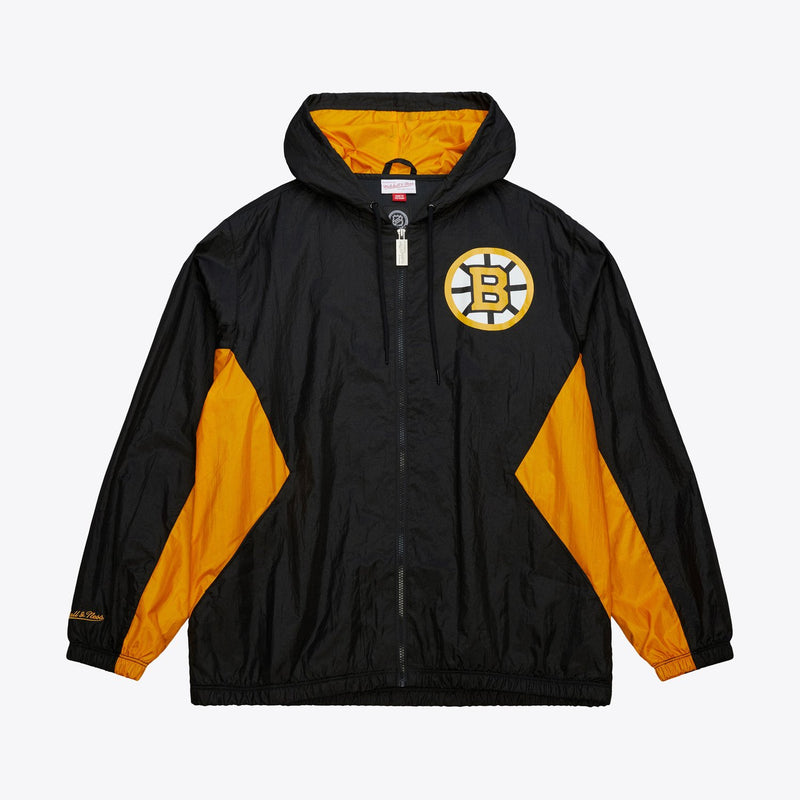 Mitchell & Ness Boston Bruins Black Playmaker Full-Zip Windbreaker Jacket