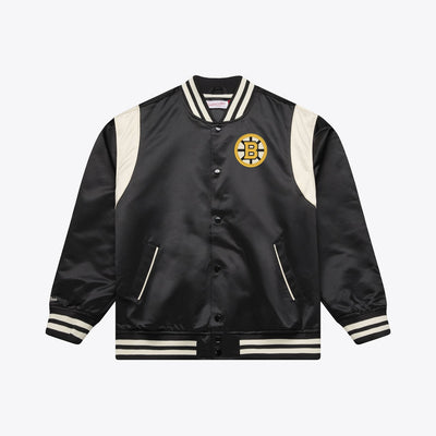 Mitchell & Ness Boston Bruins Black Retro Roots Lightweight Satin Full-Snap Jacket