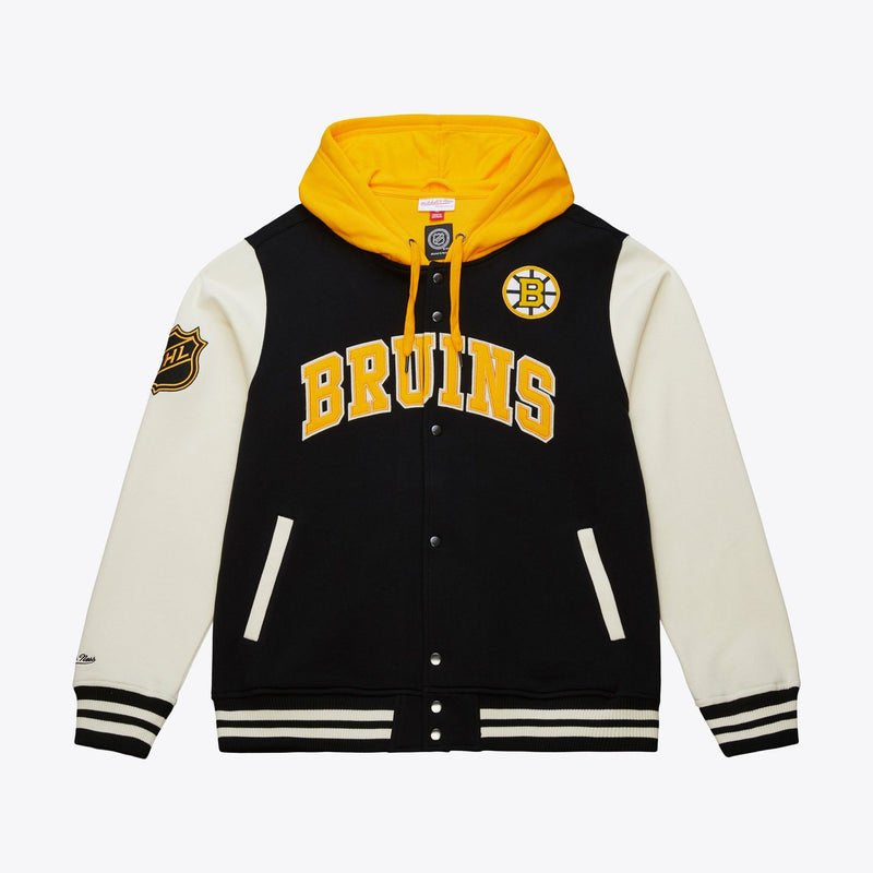 Mitchell & Ness Boston Bruins Black Rinkside Fleece Full-Snap Jacket