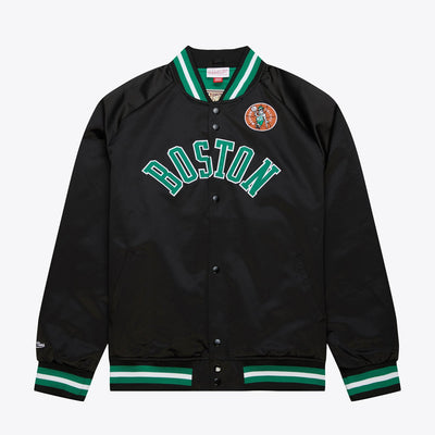 Mitchell & Ness Boston Celtics Black Lightweight Satin Raglan Full-Snap Jacket