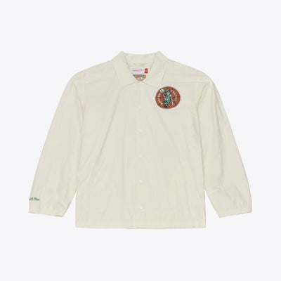Mitchell & Ness Boston Celtics Cream Retro Roots Coaches Full-Snap Jacket
