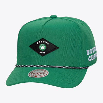 Mitchell & Ness Boston Celtics Kelly Green Fine Print Pro Pinch Snapback Hat
