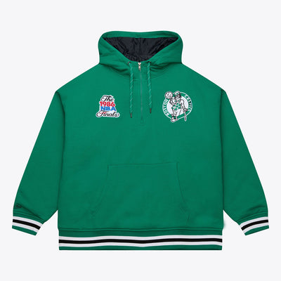 Mitchell & Ness Boston Celtics Kelly Green Throwback Quilted Fleece Quarter-Zip Hoodie