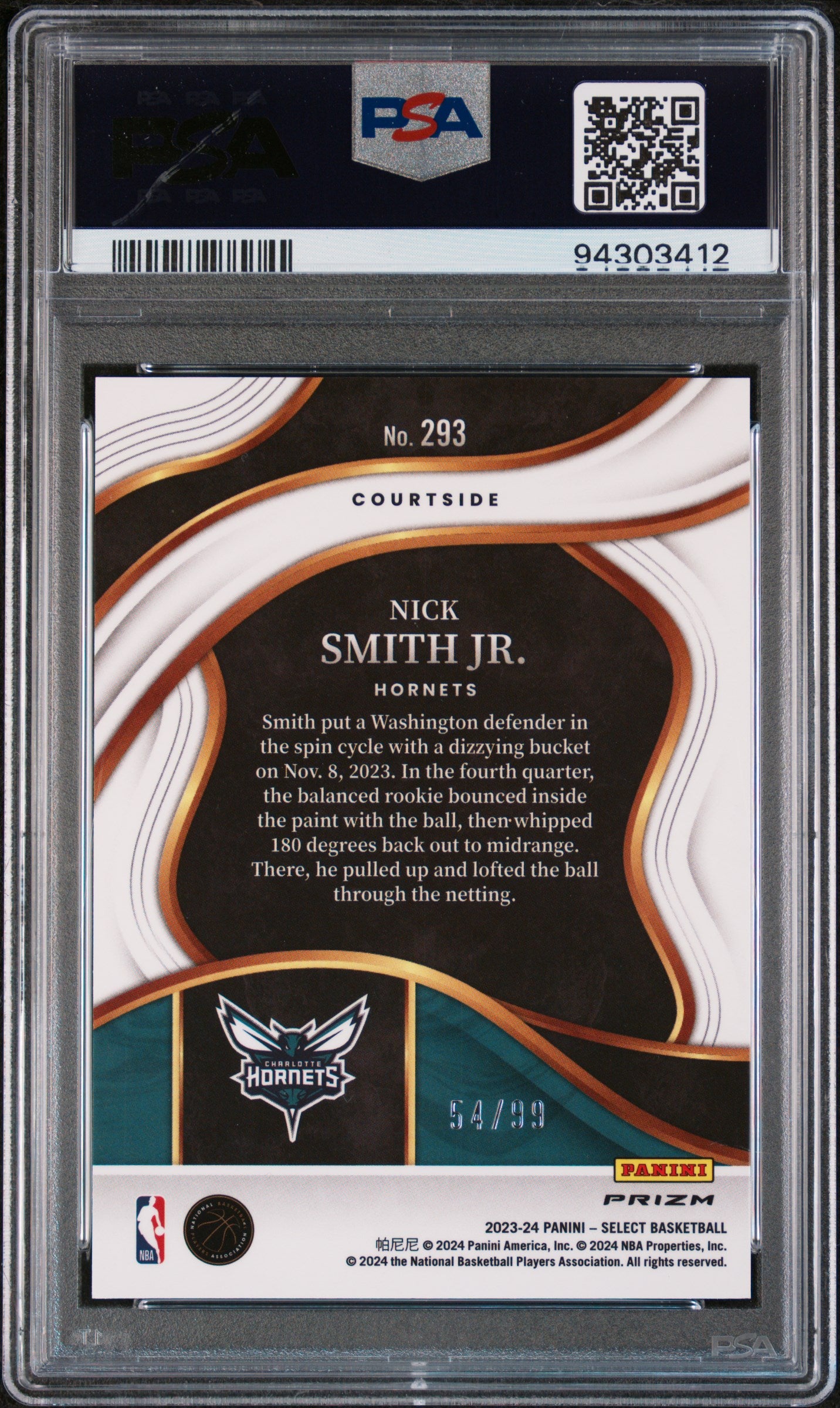 2023 Panini Select Purple Cracked Ice Nick Smith Jr. Rookie RC /99 #293 PSA 10