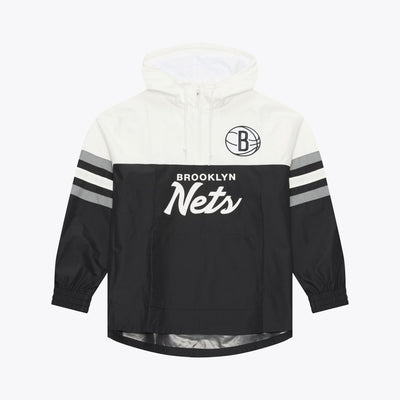 Mitchell & Ness Brooklyn Nets Black Head Coach Lightweight Anorak Quarter-Zip Windbreaker