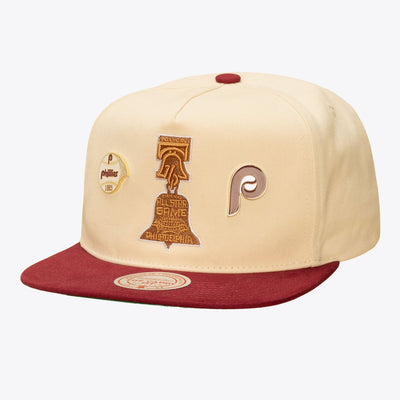 Mitchell & Ness Philadelphia Phillies 1976 MLB All-Star Game Cream/Burgundy Cooperstown Pinner Deadstock Caddy Snapback Hat