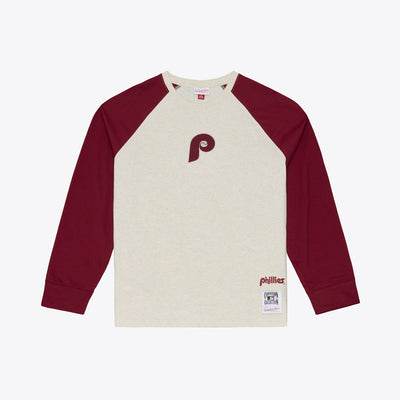 Mitchell & Ness Philadelphia Phillies Cream/Burgundy Retro Roots Premium Long Sleeve T-Shirt