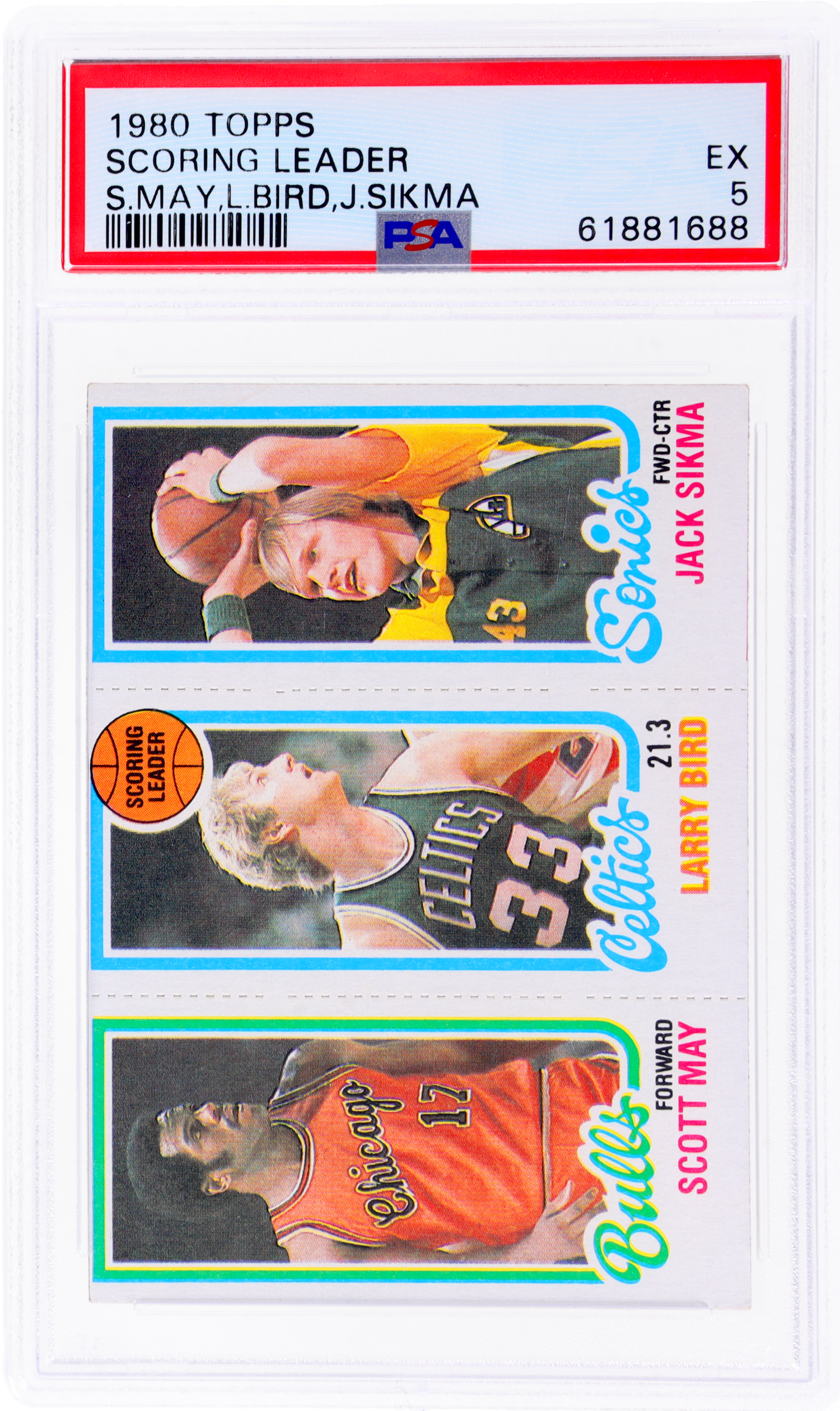 1980 Topps #98 Jack Sikma/Larry Bird/Scott May PSA 5